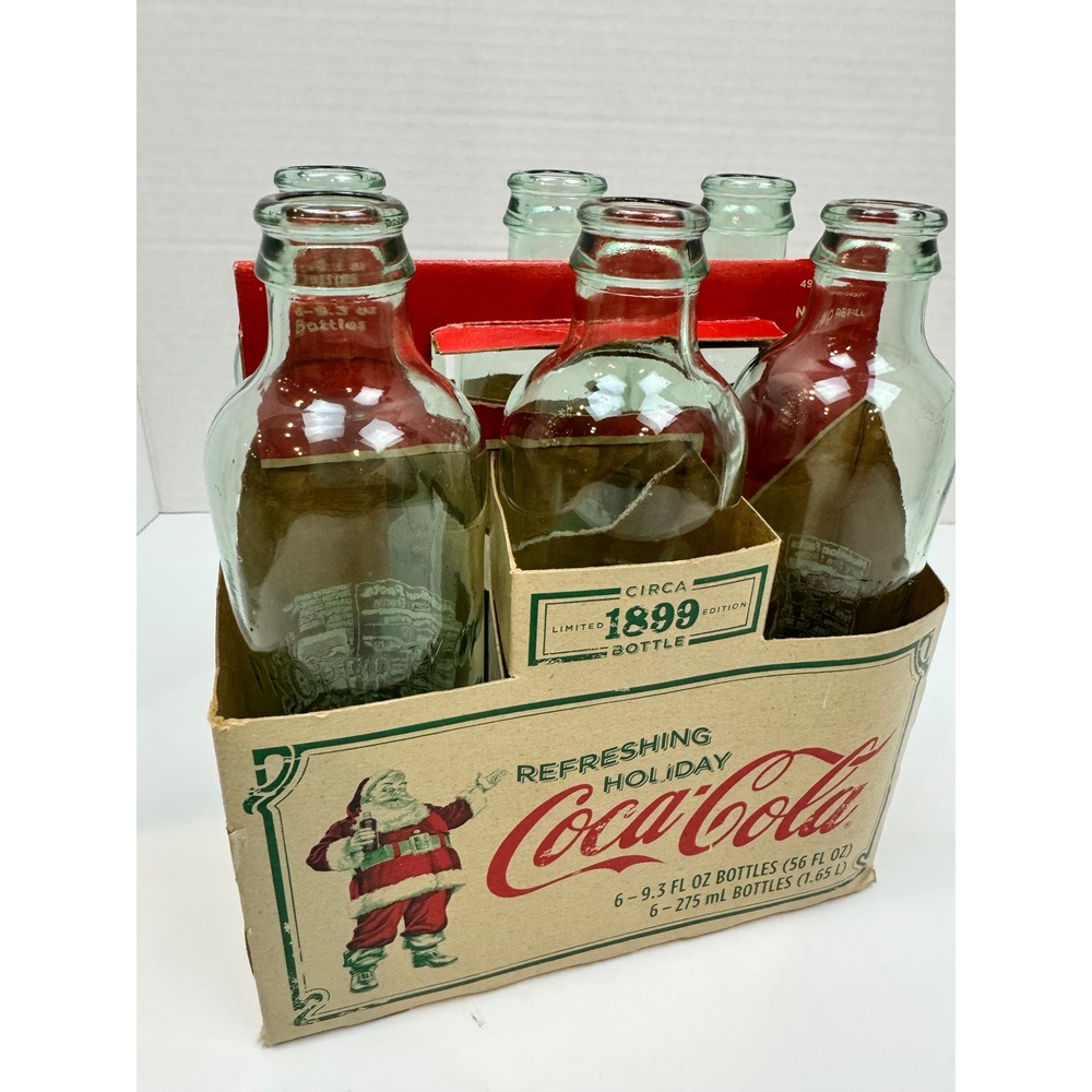 Coca-Cola Holiday 1899 Limited Edition 6 Bottle Set with Carrier Santa Claus